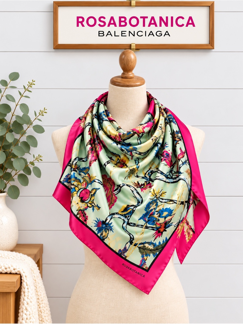 ROSABOTANICA BALENCIAGA Silk Square Scarf – Made in Italy